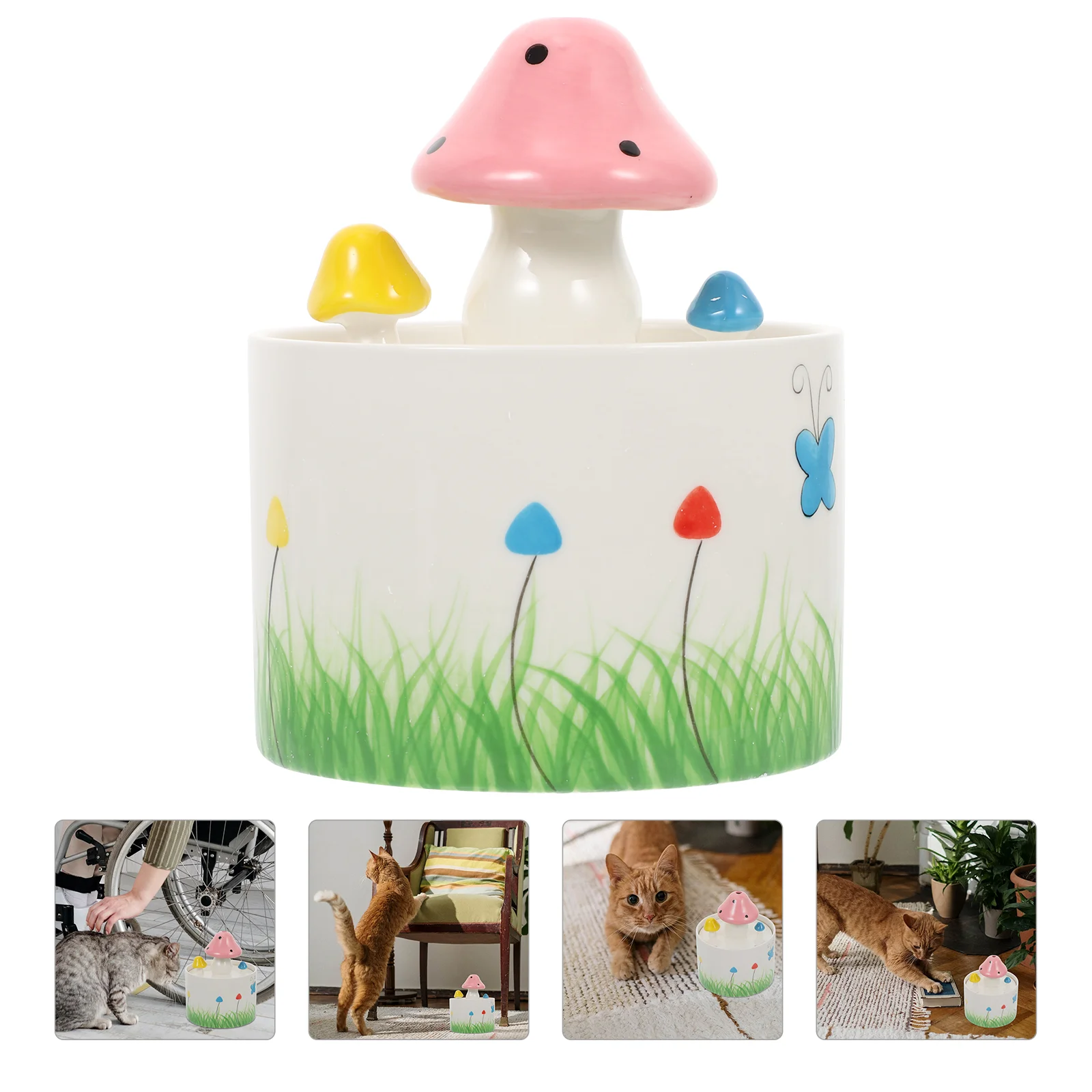 

Water Pet Bowl Feeder Dog Cat Dispenser Automatic Drinking Waterer Hamster Ceramic Feeding Kittenfountain Self Dish Outdoor