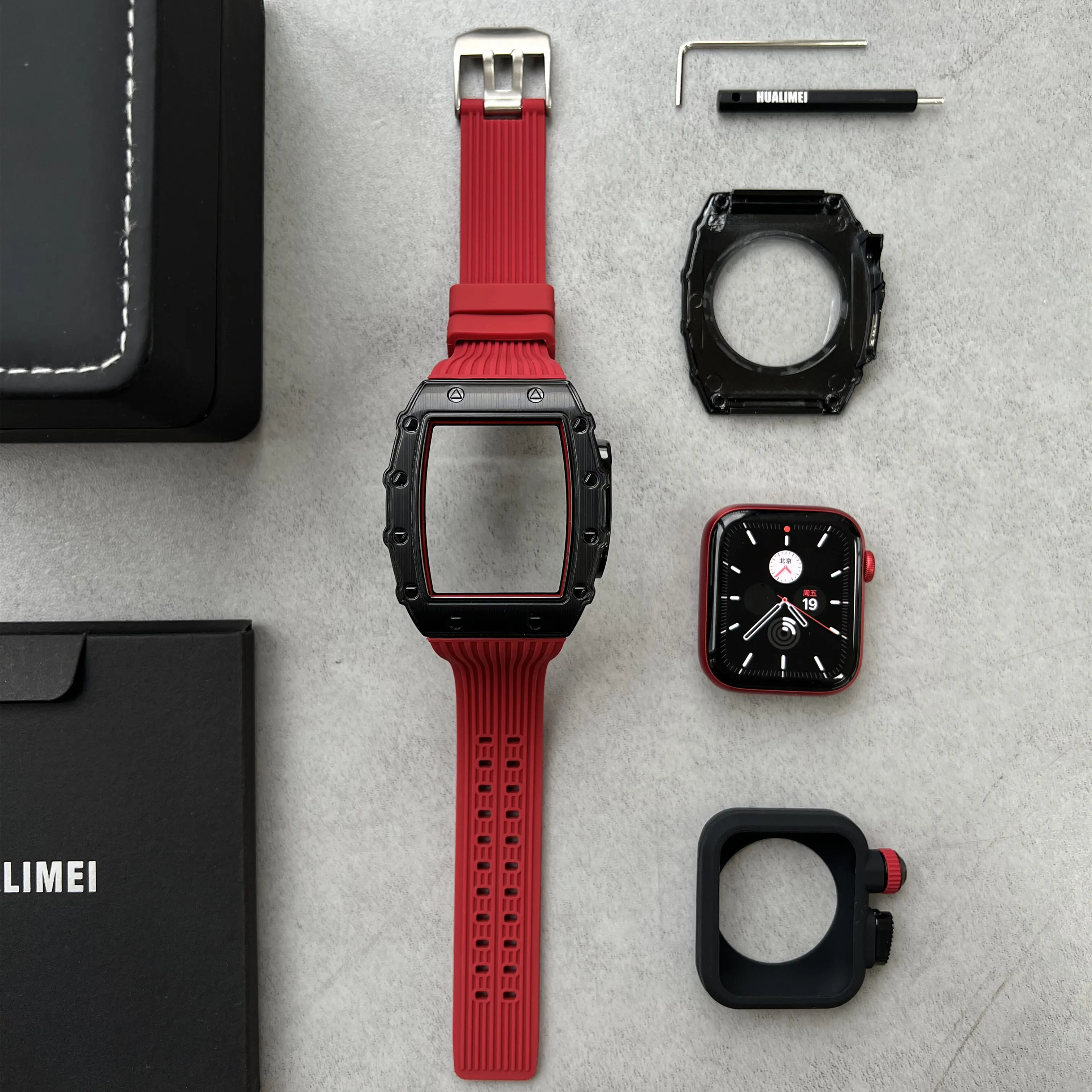 Modification Kit Case For iwatch 8 7 45mm 41mm Stainless Steel For Apple Watch Band 6 5 4 SE 44MM 41MM Rubber Strap Diy Mod Set