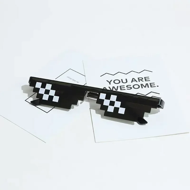 

Забавные мозаичные солнцезащитные очки для мужчин и женщин, пиксельные черные ретро-геймерские солнцезащитные очки-роботы, крутые винтажные очки с линзами