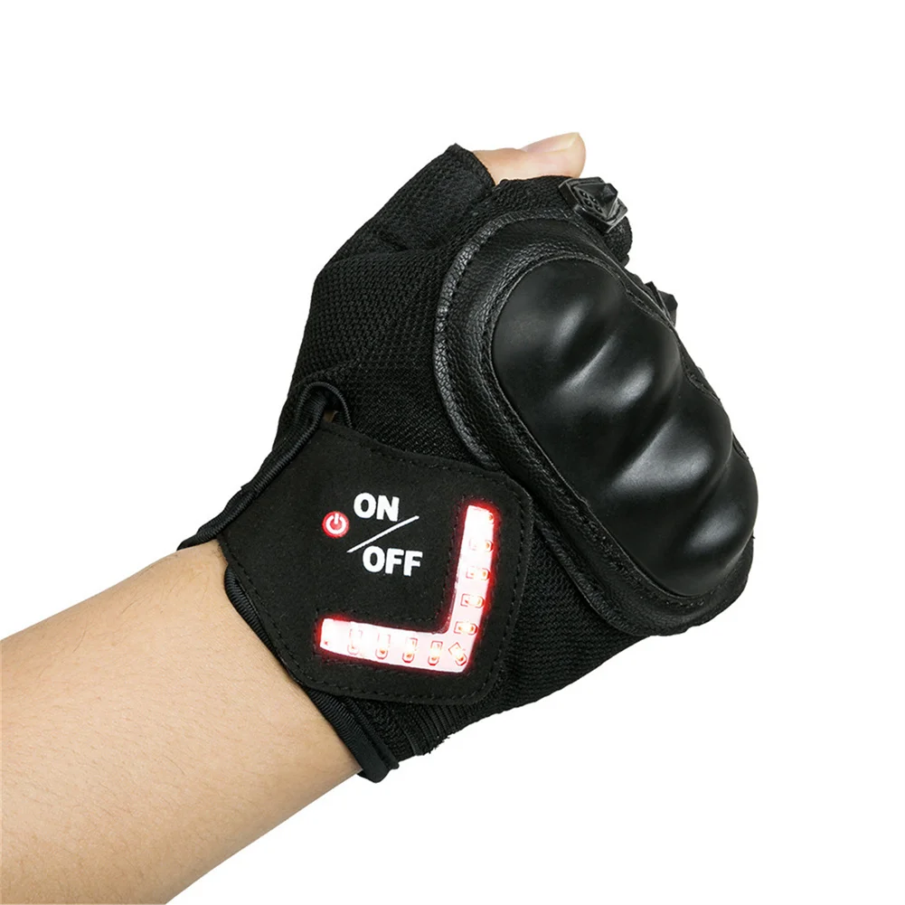 Cycling Half Finger Gloves Gravity Sensing Bicycle Turn Signal Gloves Automatic Warning Light LED Smart Steering Gloves