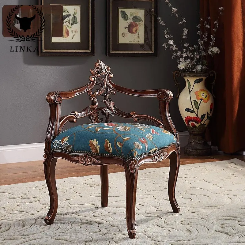 

Новый Свежий Синий Твердый Деревянный Ретро американский обеденный стул без подлокотников