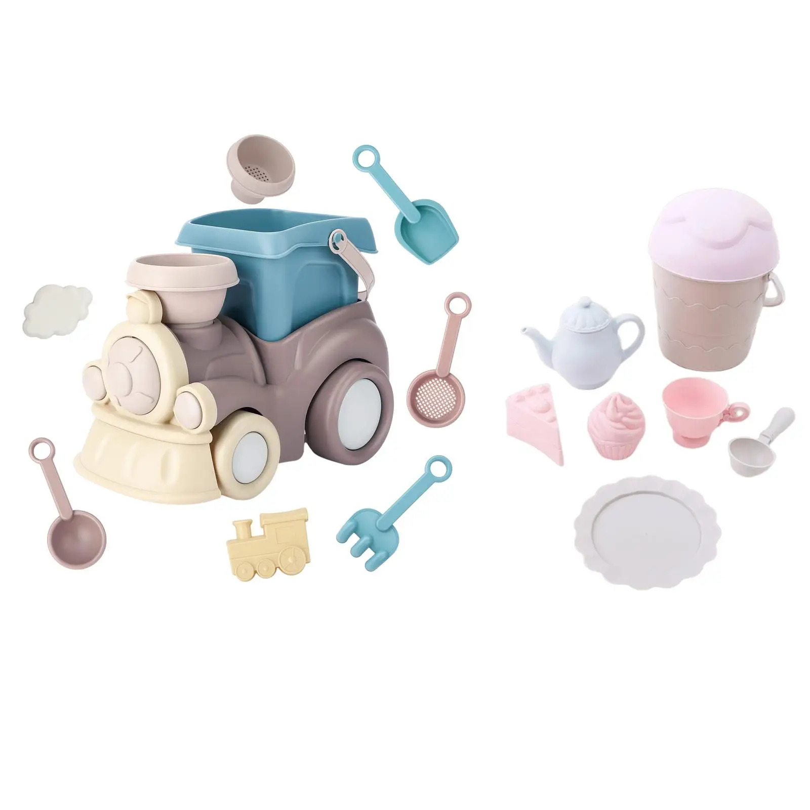 

Beach Sand Toys Set Multifunctional Interactive Cartoon Reusable Beach Sandbox Toy Ice Cream Bucket for Travel Playground