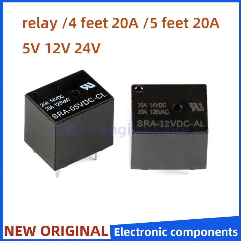 5/10 шт. новое и оригинальное силовое реле SRA-05VDC SRA-12VDC SRA-24VDC-AL/CL 4pin 5pin 5V 12V 24V 20A черное