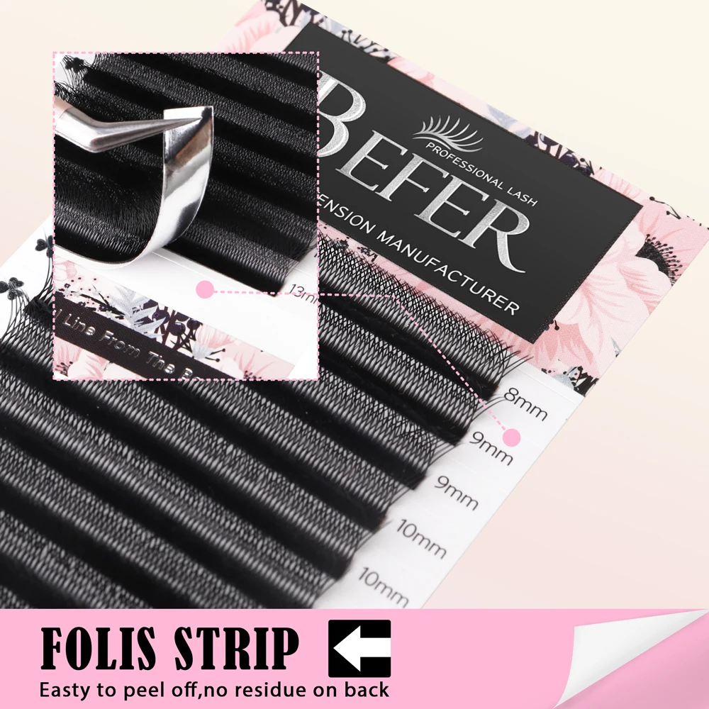 Черные накладные ресницы премиум-класса W-6D W-образной формы для ручного