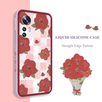 red flowers phone case for xiaomi mi 12 11 ultra lite 10 10s 9 11t 10t 9t pro lite poco m4 x4 f3 x3 m3 pro 5g cover