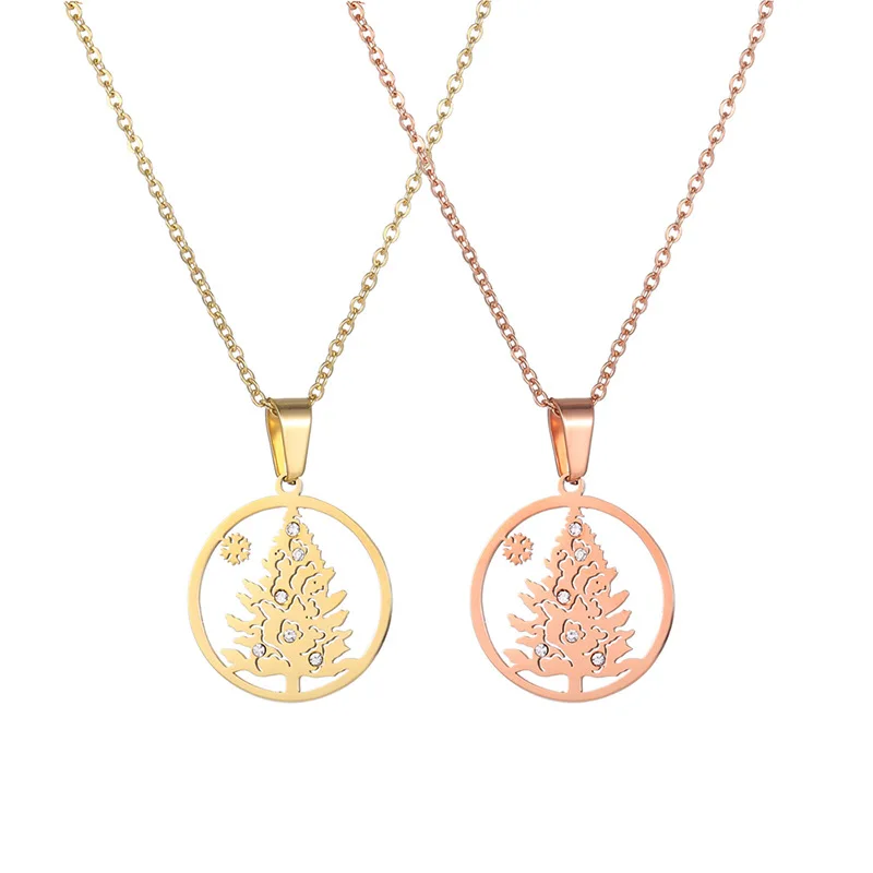 

Andralyn Fashion Titanium Steel Niche Clavicle Chain Female Golden Christmas Tree Wishing NecklaceAccessory