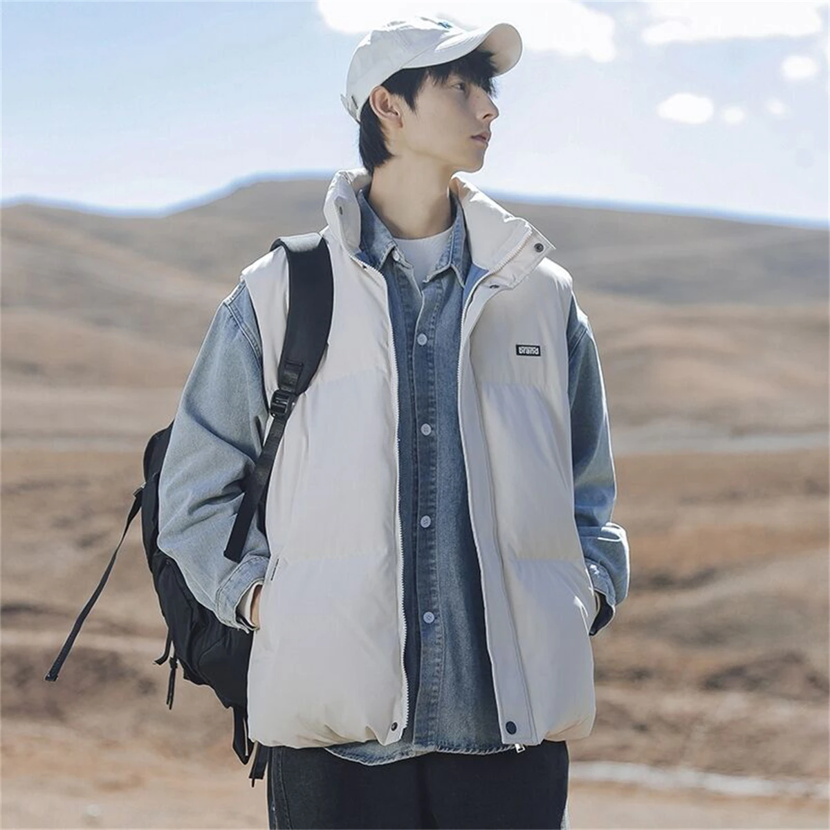 Couple's Down Cotton Vest Wear 2022 New Large Loose Waistcoat Students' Men and Women's Jacket