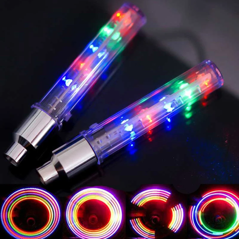 

Bicycles Wheel LED Colorful Light Motorcycles Light Tire Valve Cap Decorative Lantern Tire Valve Cap Flash Spoke Neon Lamp