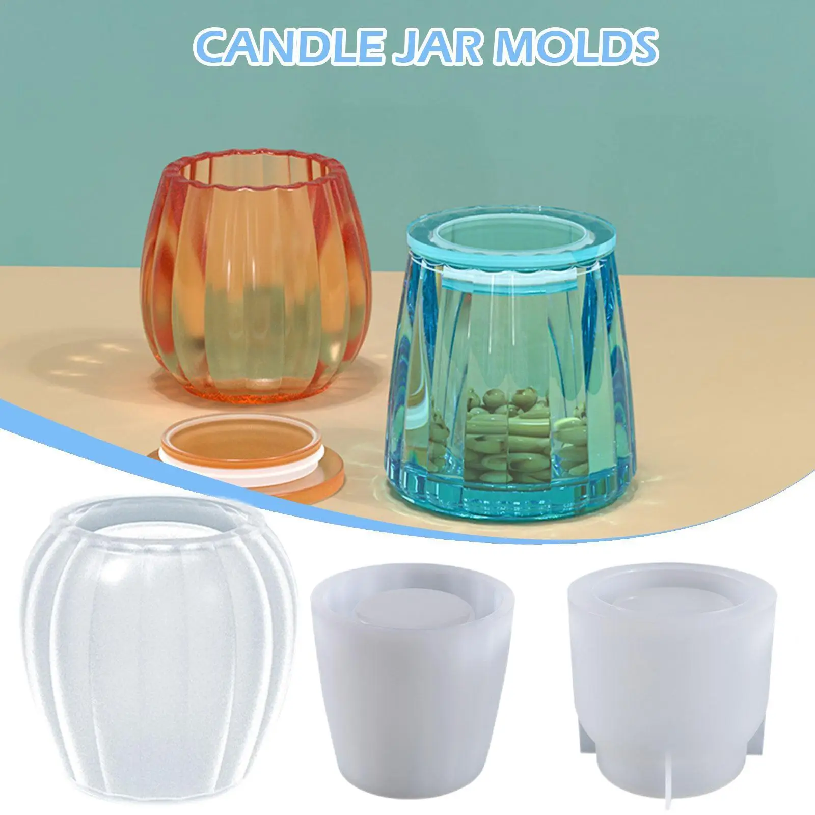 

Candle Jar Molds Silicone Cement Mold For Candle Vessels With Lid, Cylinder Candle Mold Diy Home Storage Container Jewelry B9t0