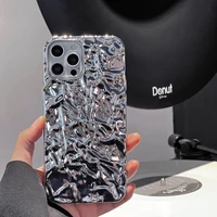 luxury silver tin foil pleats phone case for iphone 13 pro max 11 12 pro max xr x xs silicone case for huawei p50 p40 p30 mate40
