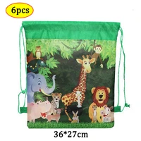 animal forest theme travel backpack kid birthday party supplies gifts safari lion drawstring bag non woven fabric storage pocket