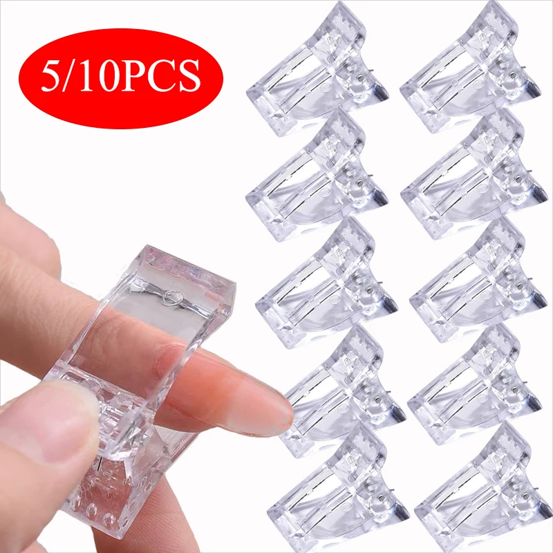 

5/10PCS Acrylic Nail Clip Transparent Gel Quickily Building Tips Clips Finger Nail Polish Extension UV Lamps Manicure Art Tools