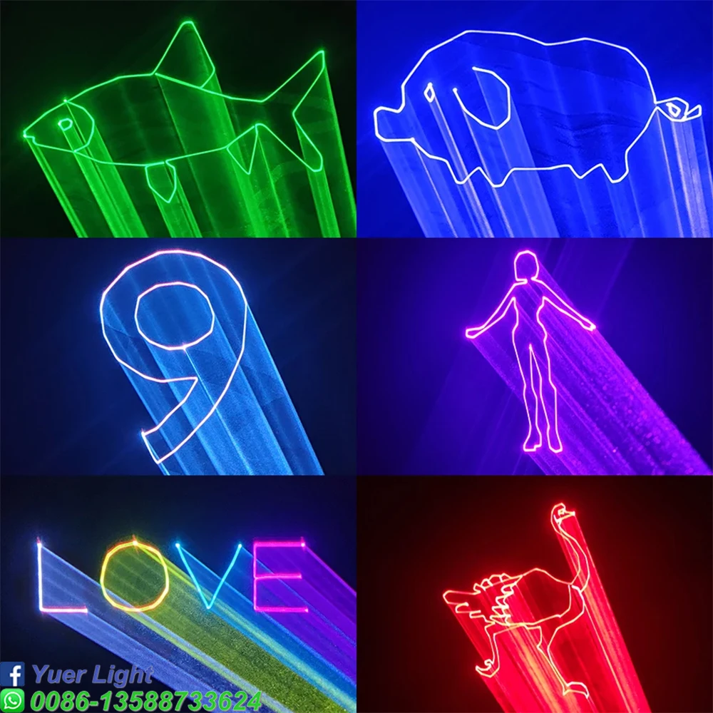 Яркий лазерный RGB-проектор YUER 2 Вт | Режимы управления через приложение DMX512 20K