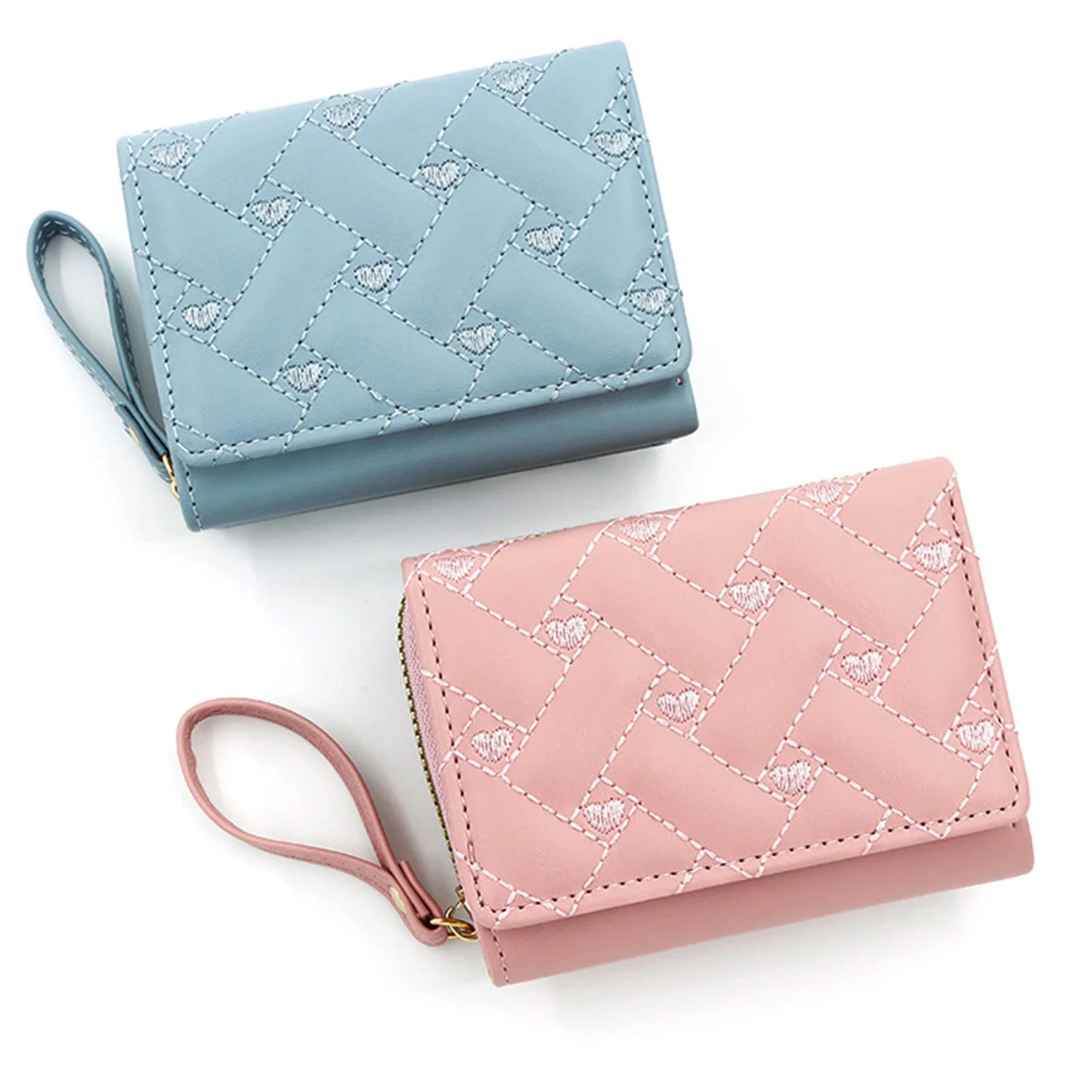 Женский кошелек простой розовый/синий/черный для карт из искусственной кожи