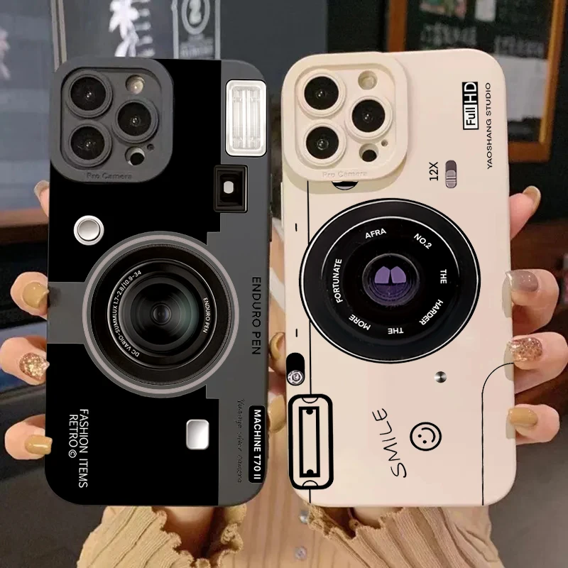 Фото Винтажный силиконовый чехол для телефона с камерой для Samsung Galaxy S25 S24 S23 S22 S21 Ultra Plus FE A16 A06 A26 A54 A32 A33 A56 Soft Cover №1