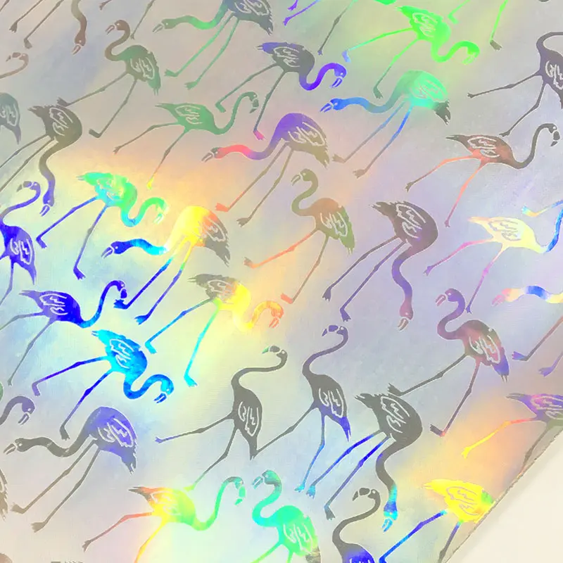 

Flamingo Metallic Embossed PU Holographic Faux Leather Fabric Sheet for Making Shoe/Bag/Belt/DIY Accessories 46*135cm