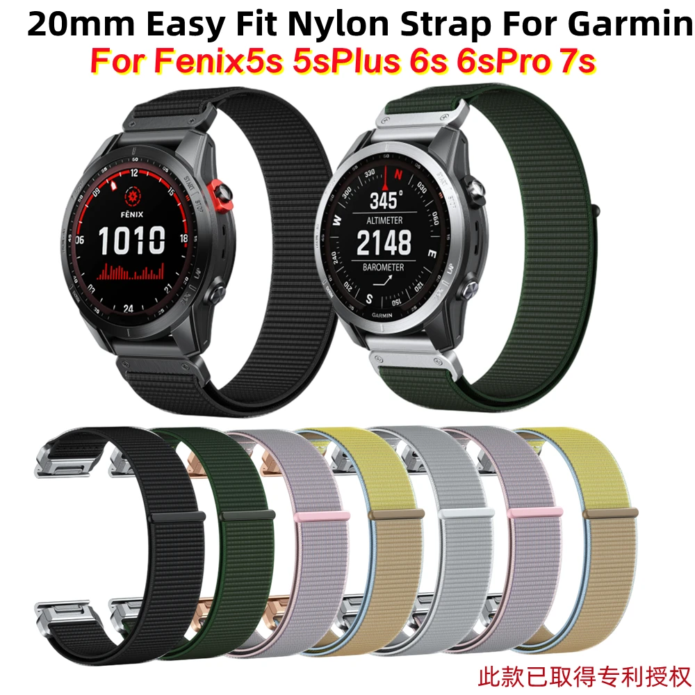 Enlarge 20mm Nylon Loop Easy Fit Strap Belt For Garmin Fenix5s/5sPlus/6s/6sPro/7s Replaceable Watch Band Instinct2s Bracelet Wristband
