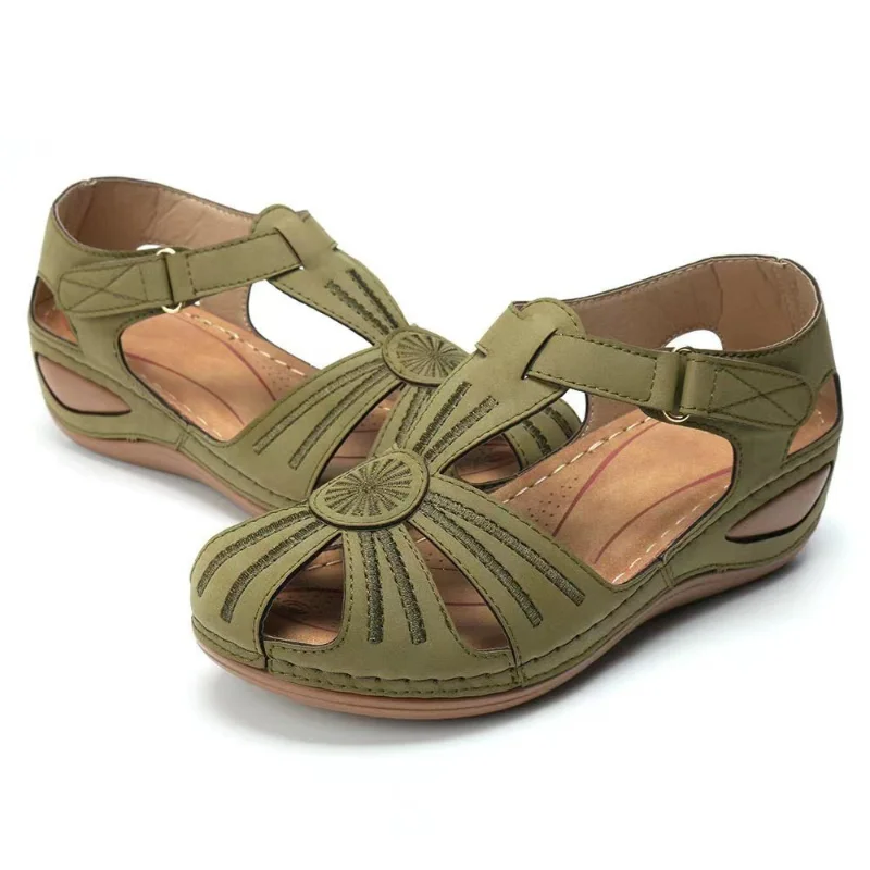 

Sewing Embroidery Printing New 2023 Summer Women's Retro Elegant Sandals Women's Casual Hook and Loop Women's Wedge Sandals.