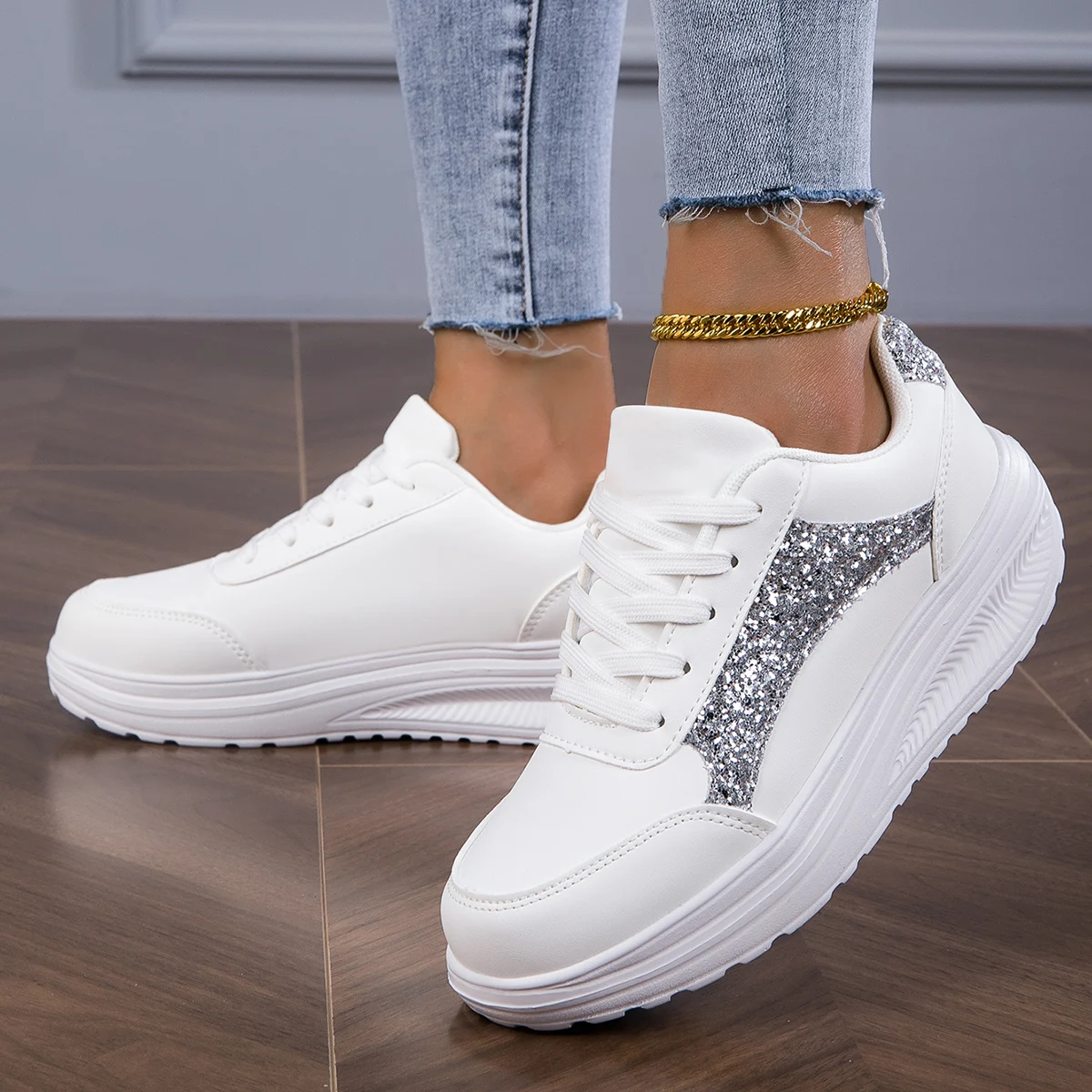 Кроссовки-носки женские на шнуровке дышащие плоская Вулканизированная подошва