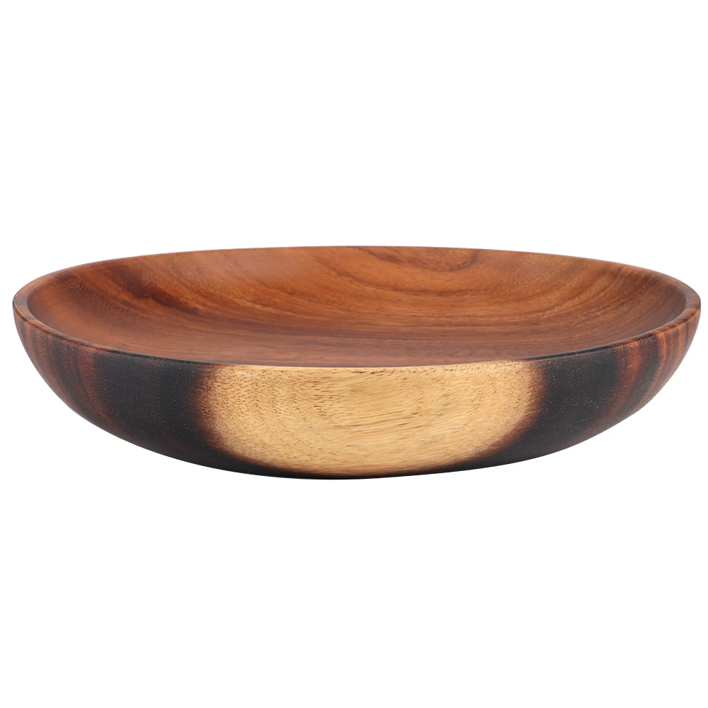 

24cm Household Wooden Dining Soup Salad Bowl Food Container Tableware Kitchen Accessory