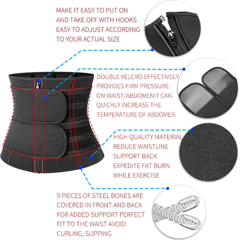 Waist Trainer Neoprene Body Shaper Detachable Trimmer Belt Women Tummy Slimming Sheath Sweat Shapewear Gym Belly Shapers Corset