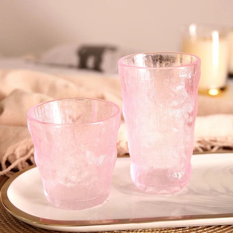 Чашка для кофе из прозрачного матового розового стекла в форме ледника домашняя