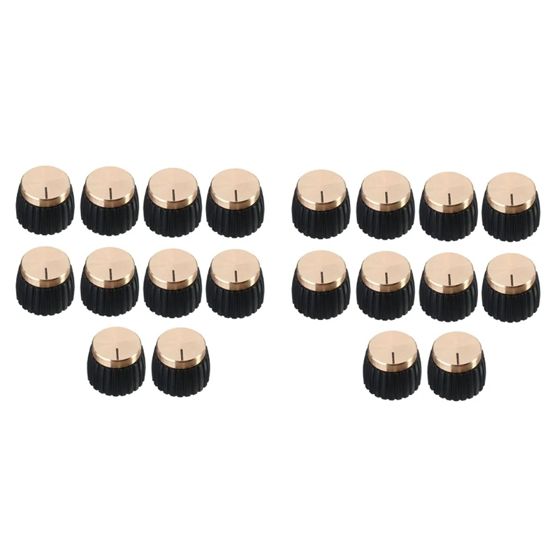 

New 20X Guitar AMP Amplifier Knobs Push-On Black+Gold Cap For Marshall Amplifier