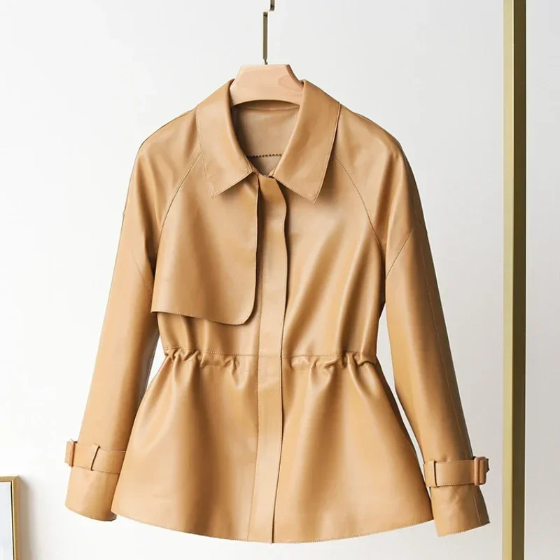 Женская короткая куртка из натуральной овечьей кожи весна-осень