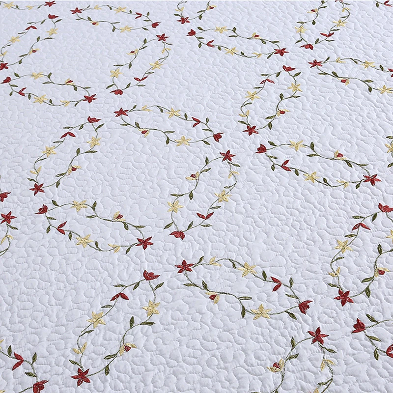 Покрывало на кровать Белое хлопковое стеганое одеяло Комплект из 3 предметов для