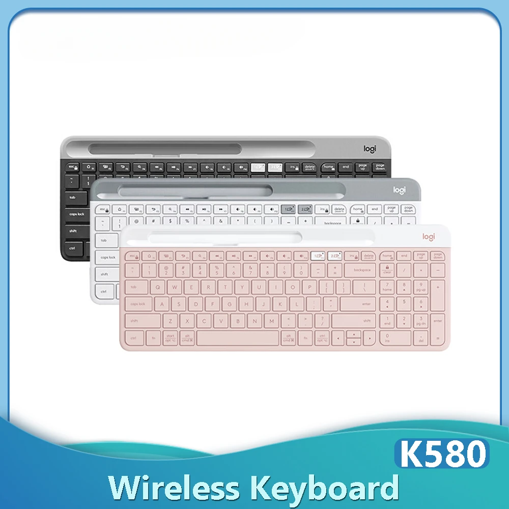 Bluetooth-клавиатура Logitech K580 Беспроводная Бесшумная ультратонкая для телефона, планшета, компьютера, ноутбука, офиса легкая, несколько устройств