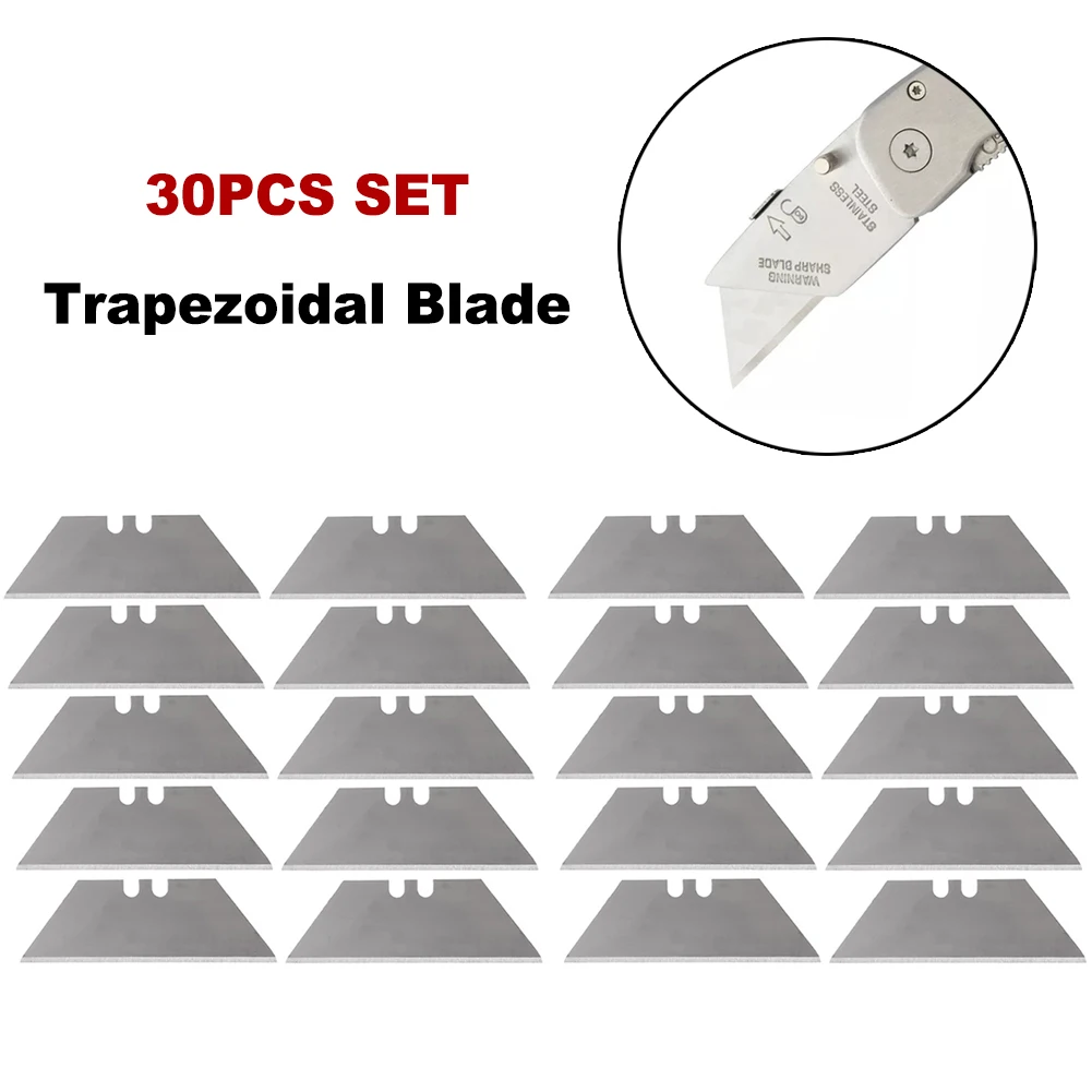 

30pcs Trapezoidal Blade 0.6mm 60×18mm 60# Carbon Steel For Cutting Replacement Blade Art Craft Cutter Tool Hand Tools Blades