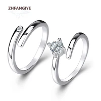 ring set for women men 925 silver jewelry with zircon gemstone open finger rings wedding bridal promise party gift wholesale