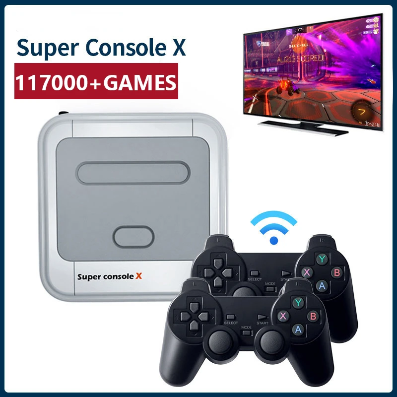 Box Super Console X Supreme HD Output WiFi Video Game Consoles For PSP/N64/DC/PS1 With 117000+ Games Retro Mini TV Box