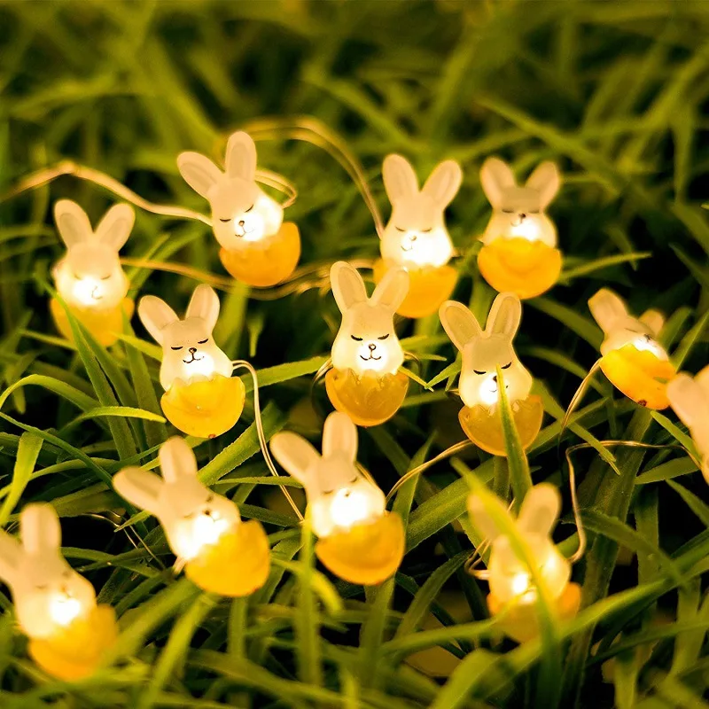 

Easter LED Bunny Carrot Light String Outdoor Home Decoration Waterproof Battery Box Cute Cartoon Lanterns Holiday Party Decor