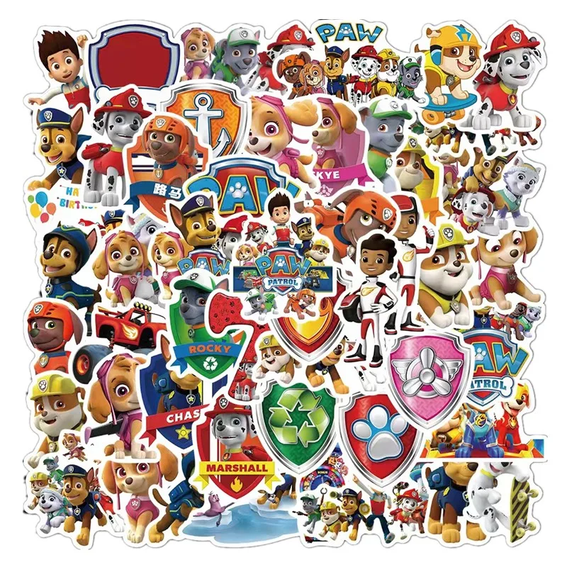 50pcs Not Repeat Dog PAW Patrol Stickers Toys Puppy Paw Birthday Travel Case Luggage Notebook Sticker Waterproof |
