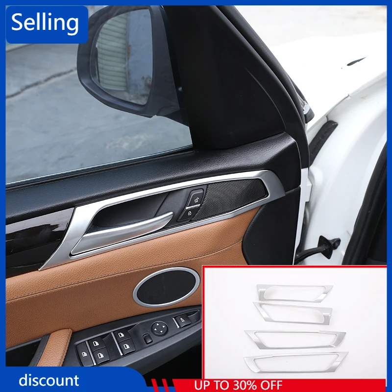 

Аксессуары для автомобилей BMW X3 F25 2011-2017, 4 шт., матовый серебристый АБС-пластик, внутренняя дверная ручка автомобиля, отделка рамы, быстрая до...
