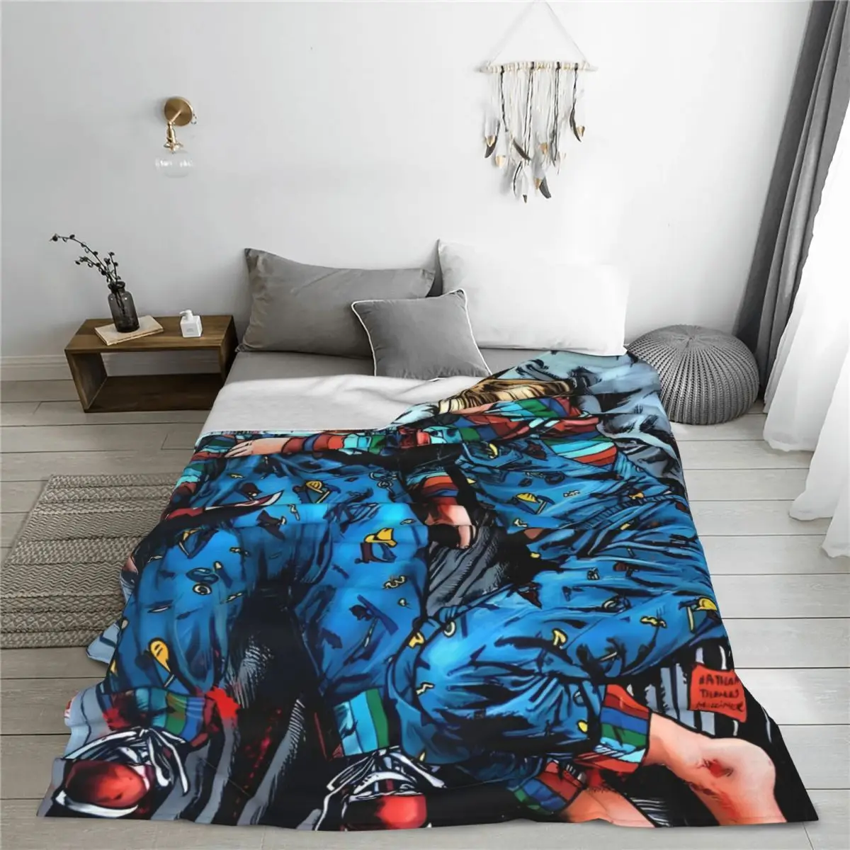 Вязаное одеяло Чаки и Энди бархатное мягкое из фильма ужасов для автомобиля