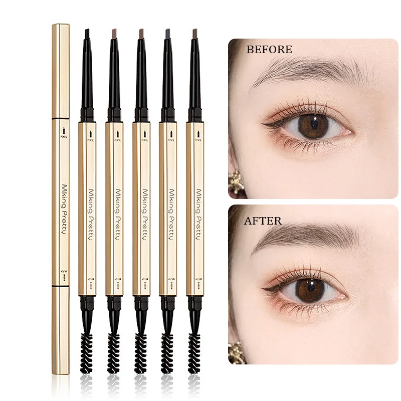 

Натуральный карандаш для бровей, 5 цветов, коричневая двухсторонняя треугольная долговечная водостойкая ультратонкая ручка для макияжа бр...