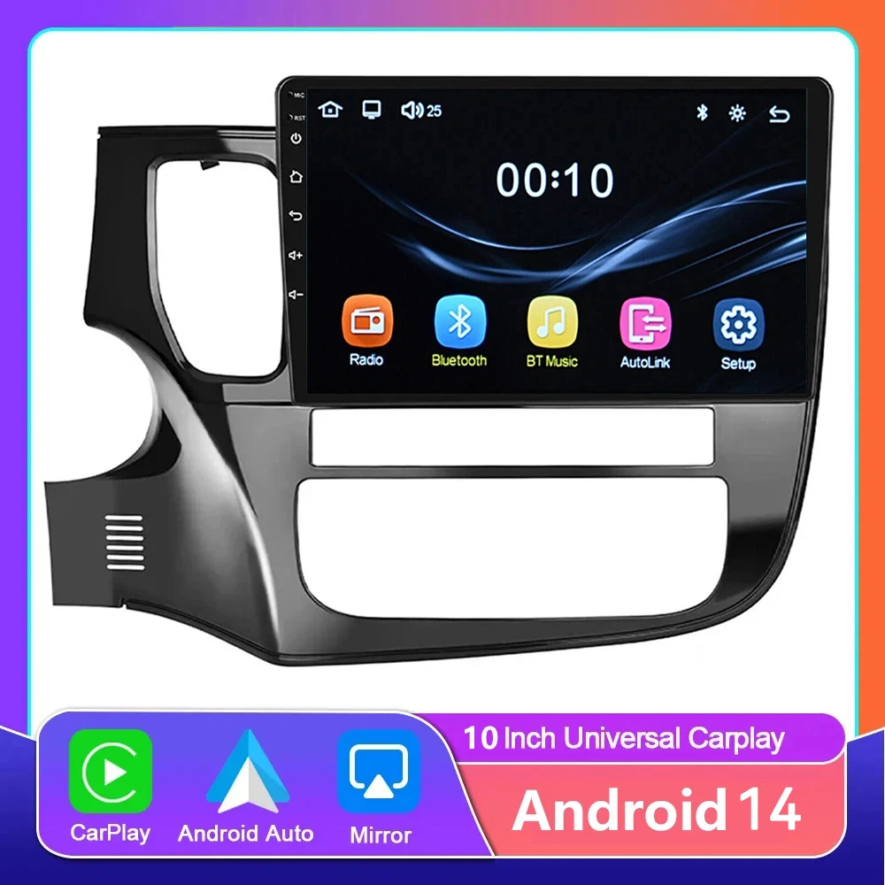 Автомагнитола для Mitsubishi Outlander 3 GF0W GG0W 2012-2016 2017 2018 Android 14 Carplay мультимедийный плеер 2