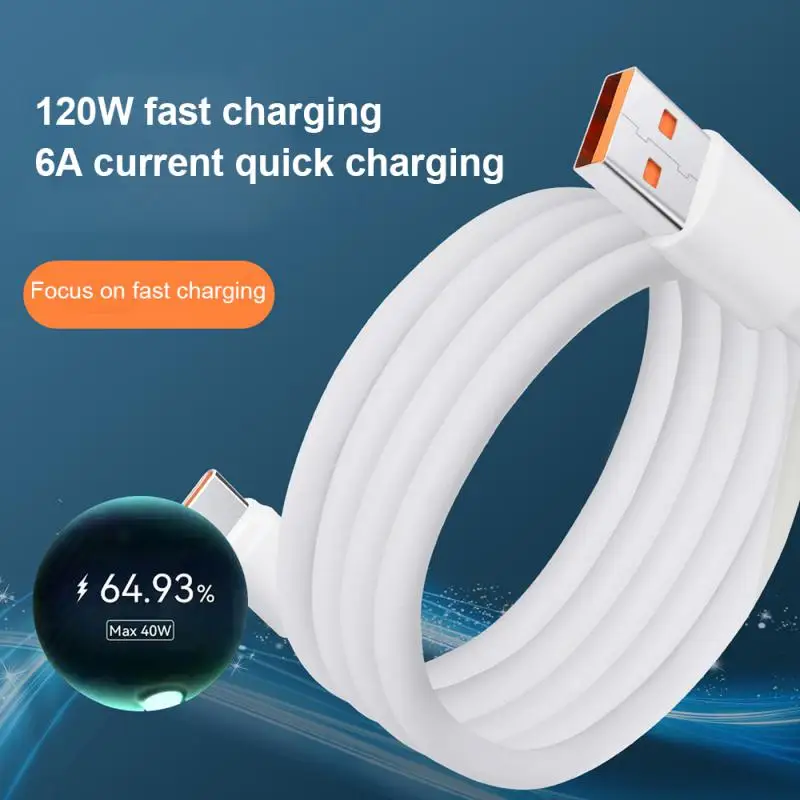 

6A 66W USB Type C Super Fast Charge Cable For Huawei Mate 40 50 Xiaomi Oneplus Realme Fast Charging USB Charger Cable Data Cord