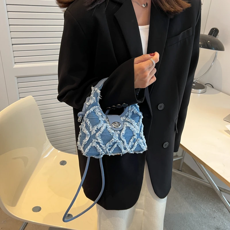 

Korean Fashion Shoulder Bags For Women 2022 Crossbody Messenger Bag Y2K Denim Tote Canvas Bags Luxury Handbags Designer Satchel