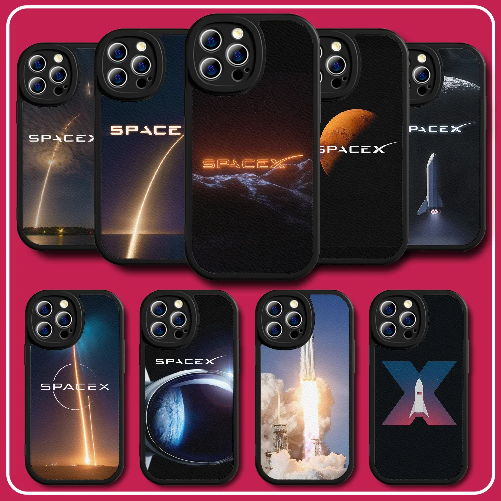 

Rocket SpaceX Silicone Lambskin Leather Phone Case For iPhone 7 8 11 12 13 14 Se X Xs Xr Pro Max Plus Mini Cover