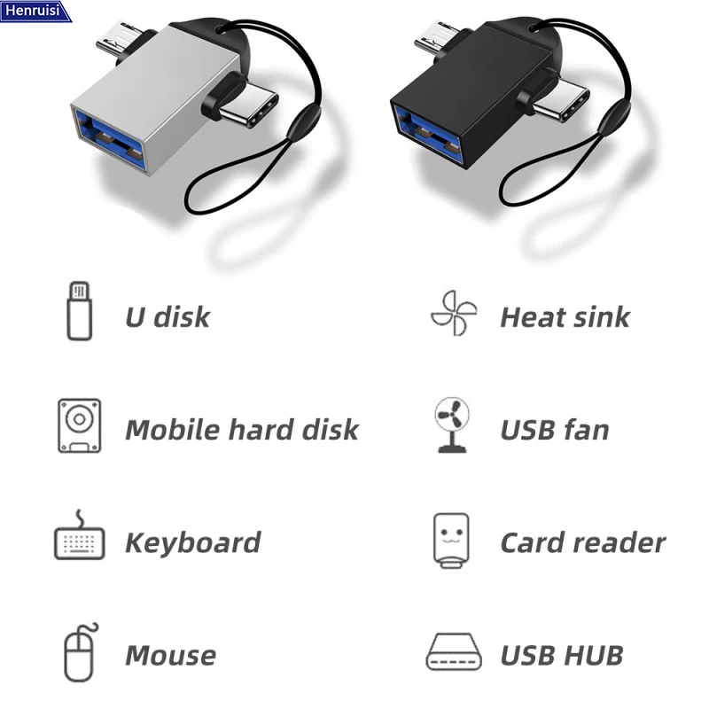 Two in One OTG Adapter USB3.0 Female To Micro USB Male&Type C Male Connector Adapters 5Gbps Data Transmitting Adapter