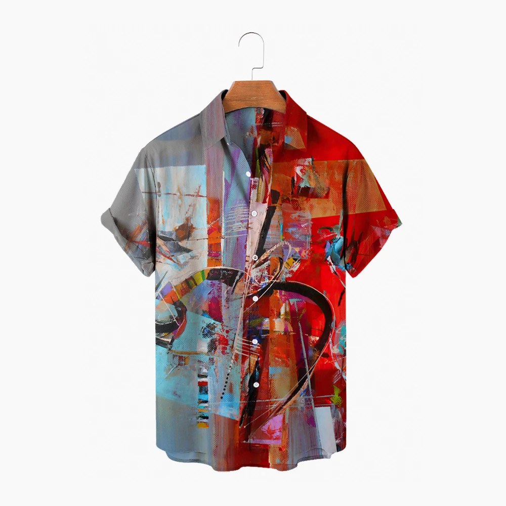 

New Men's Graffiti 3D Printed Short Sleeve Hawaiian Shirt Top