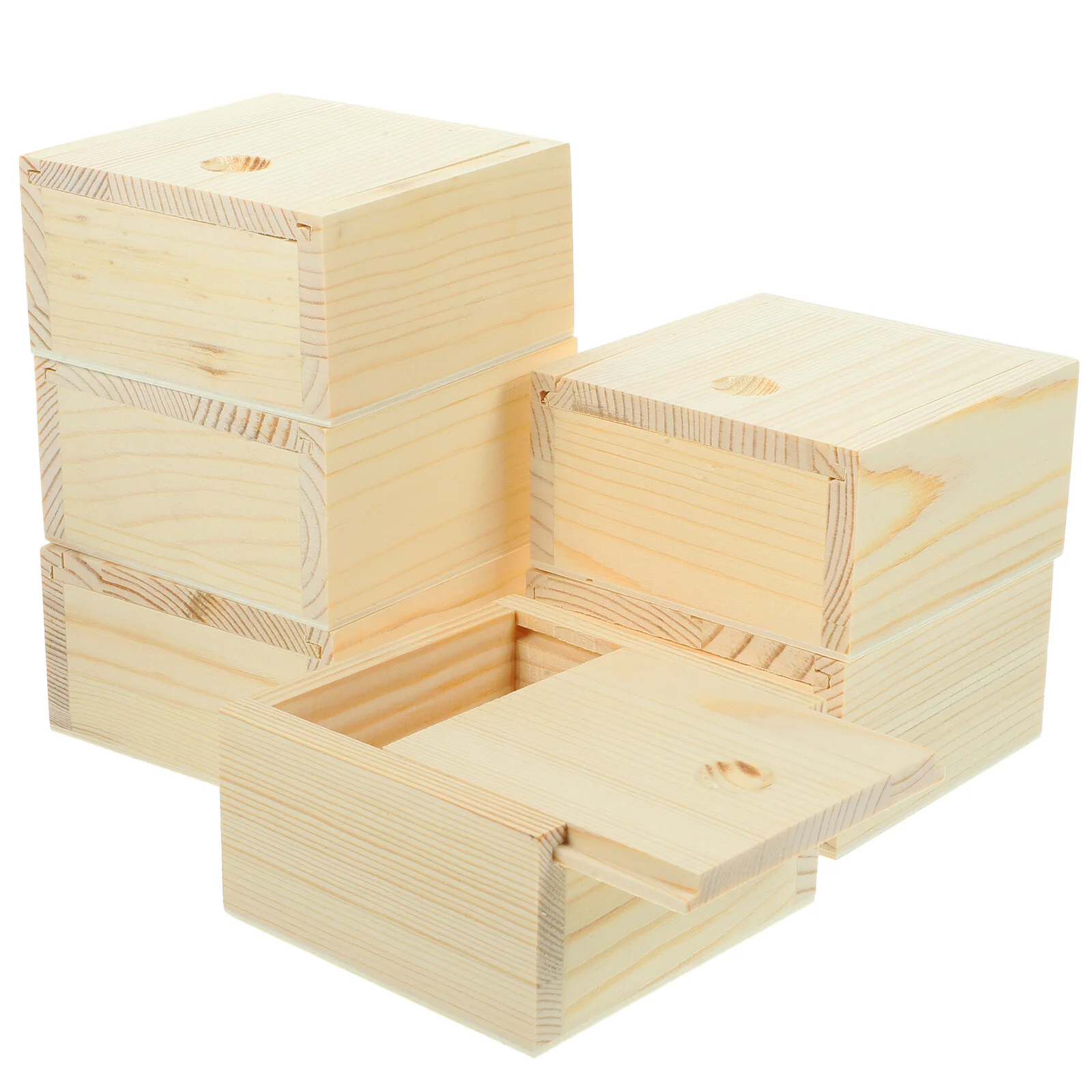 

10 Pcs Small Wooden Box Gift Jewelry Multipurpose Container Items Organizer Desktop Simple Styled Travel Square Storage