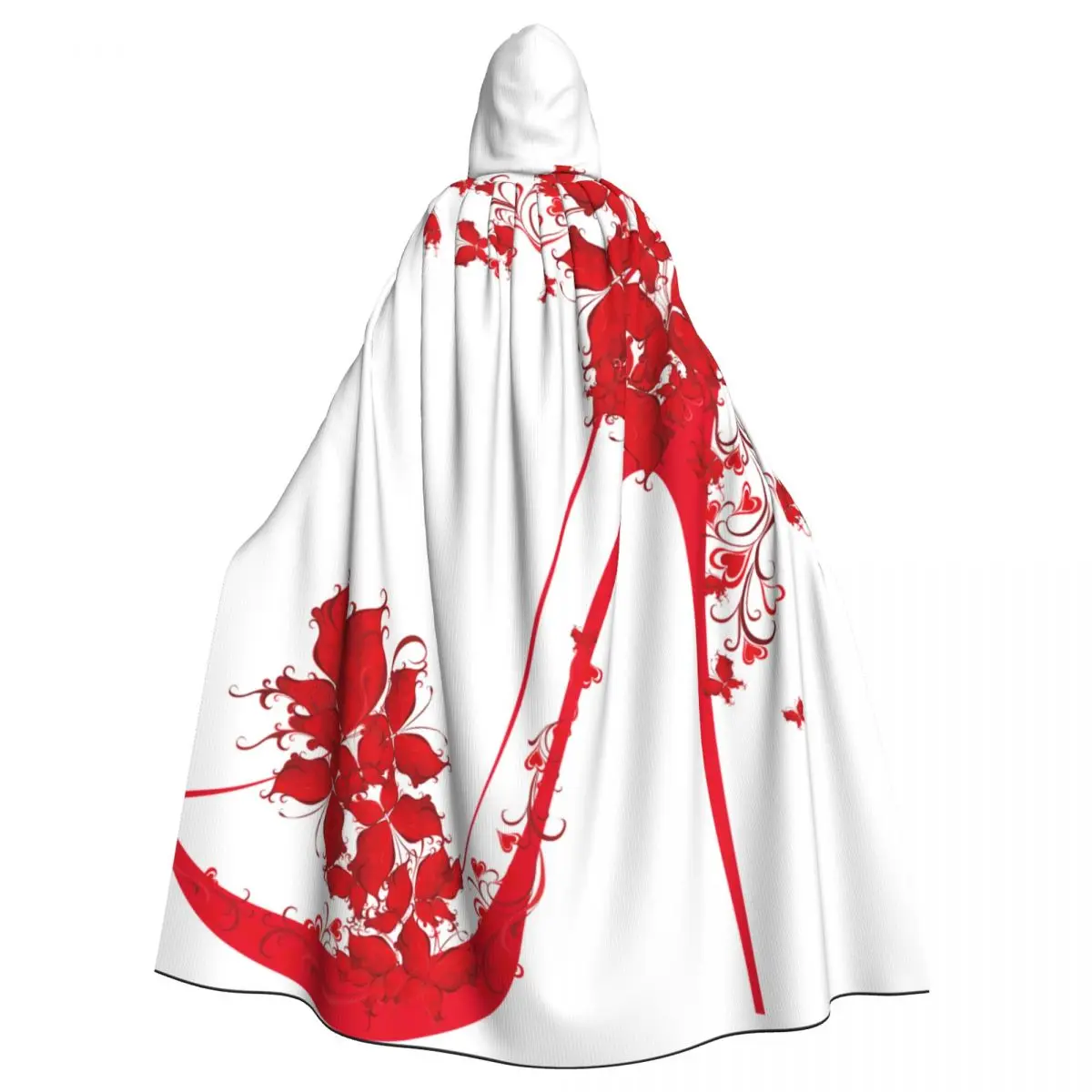 

Hooded Cloak Polyester Unisex Witch Cape Costume Accessory Red High Heel With Butterflies Elf Purim