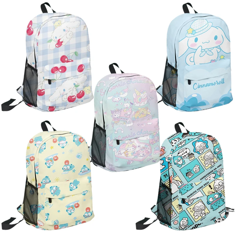 

Sanrios Anime Figure Cartoon Cinnamoroll Hangyodon Large Capacity Student Book Bag Kawaii Cute Schoolbag Teenagers Backpack