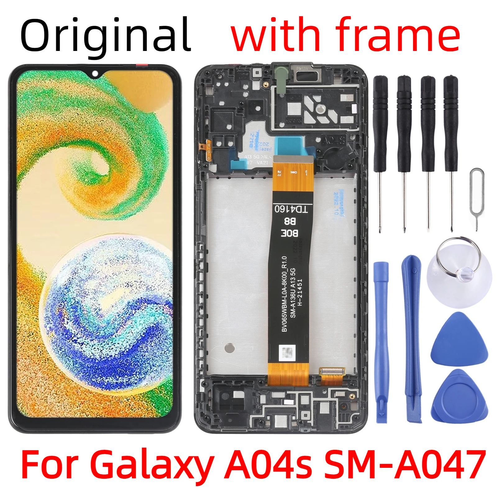 

Original LCD Screen For Samsung Galaxy A04s SM-A047 Digitizer Full Assembly with Frame