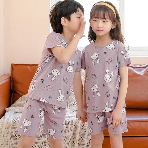 Пижама детская хлопковая с коротким рукавом, на возраст 2-10 лет