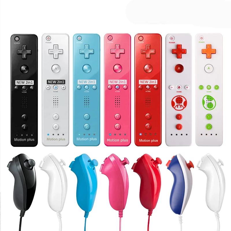 2 шт. пульт дистанционного управления с Motion Plus для Nintendo Wii Nunchuck беспроводной